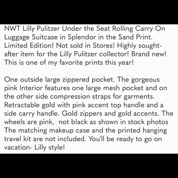 Lilly Pulitzer 3 PIECE luggage / suitcase set - Picture 6 of 6